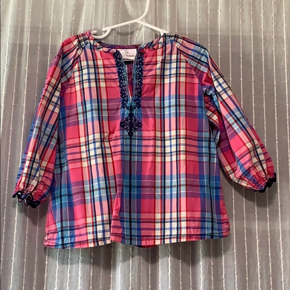 Hanna Andersson plaid LS top